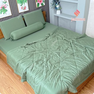 Chăn ga gối đệm 5 món thun lạnh JAFUMA bo chun 1m 1m2 1m4 1m6 1m8 2m2 |ga giường bộ 5 món kèm mền