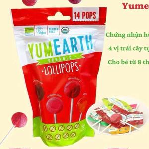 Kẹo mút hữu cơ cho bé 4 hương vị trái cây Yumearth 14 chiếc