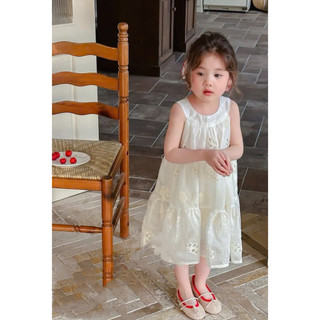 [B&G] Đầm váy trắng cổ yếm chất thêu hoa mềm 2 lớp dự tiệc, đi chơi cho bé gái từ 9-40kg(1-10 tuổi)