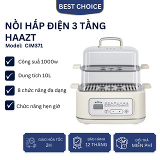 Nồi hấp điện 3 tầng Haatz CIM371 dung tích 10L, 8 chức năng, hẹn giờ thông minh, bảo hành 12 tháng