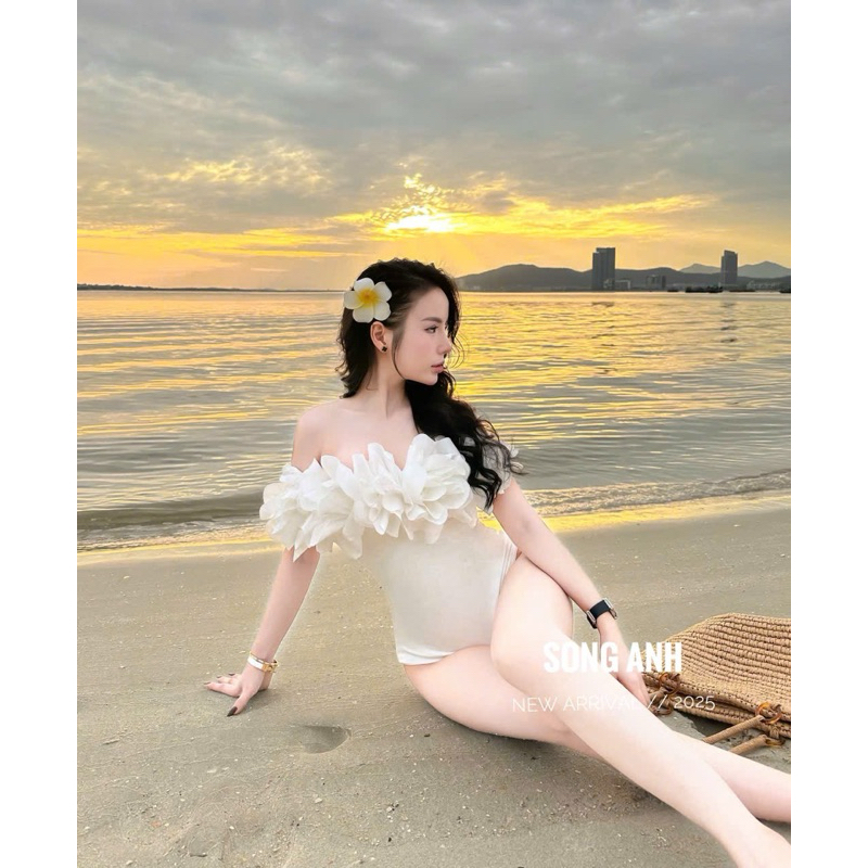 Áo bodysuit trễ vai bèo ngực đi biển đi chơi đều xinh