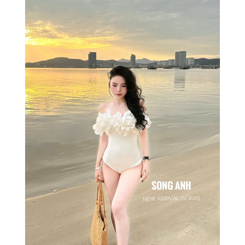 Áo bodysuit trễ vai bèo ngực đi biển đi chơi đều xinh