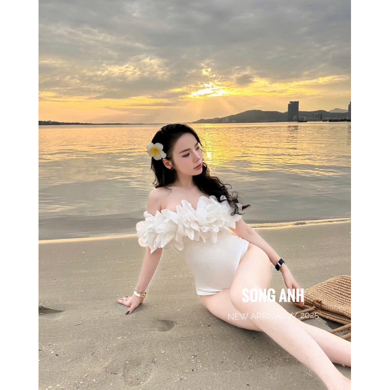 Áo bodysuit trễ vai bèo ngực đi biển đi chơi đều xinh