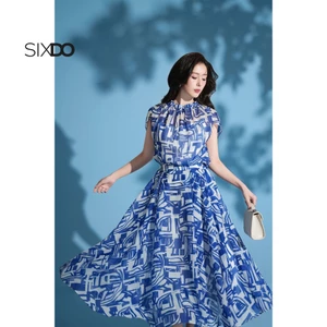 Chân váy xanh voan tơ SIXDO (Blue Organza Flared Skirt)
