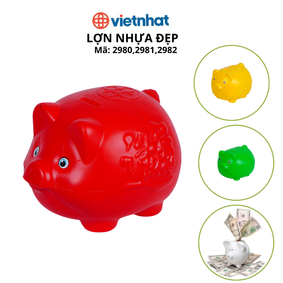 Lợn Nhựa Đút Tiền, Ống tiết kiệm tiền, Lợn nhựa Đẹp Chính Hãng VIỆT NHẬT