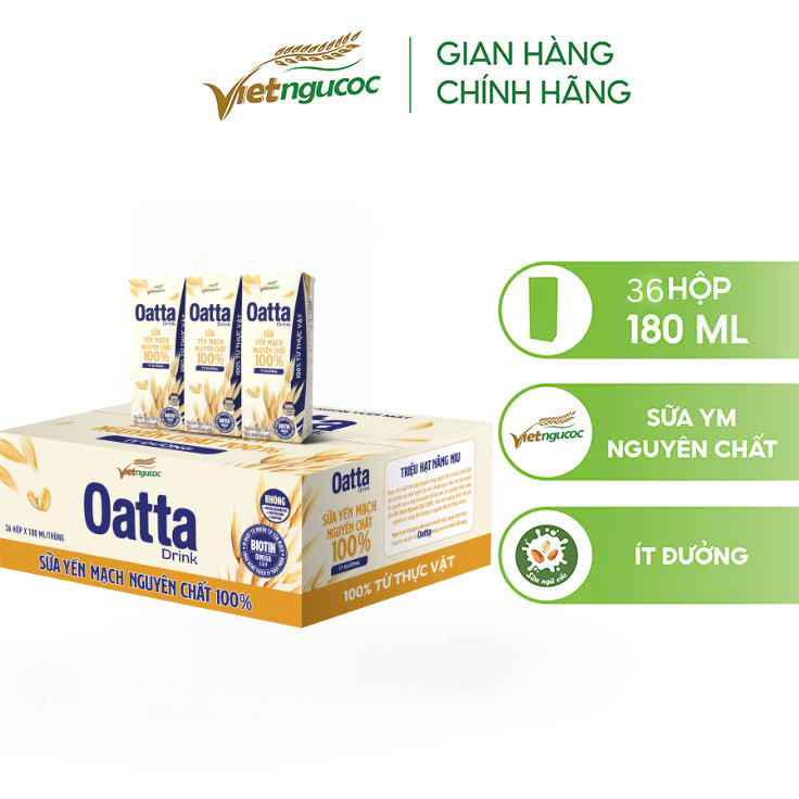 Thùng 36 Hộp Sữa Yến Mạch Nguyên Chất OATTA Drink Ít Đường 180ml ...