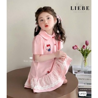 [B&G] Đầm váy polo hồng cổ sen,tùng váy nhún chân voan ren thêu cho bé gái từ 10-42kg(2-11 tuổi)