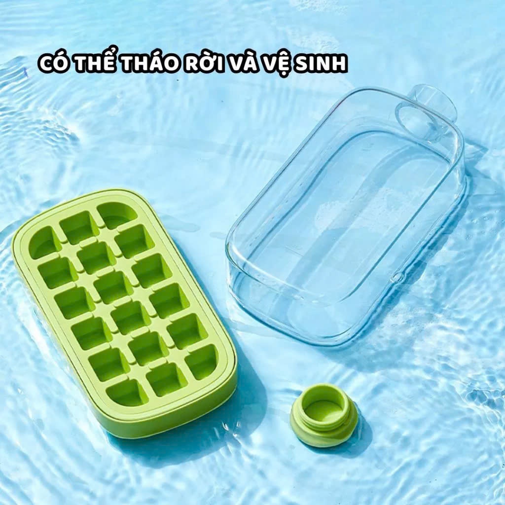 Bình Đựng Nước Tích Hợp Khay Làm Đá Không Bị Gỉ Nước 800ml Có Nắp Nhấn Lấy Đá Khay Làm Đá Kiêm Bình Nước DASEP