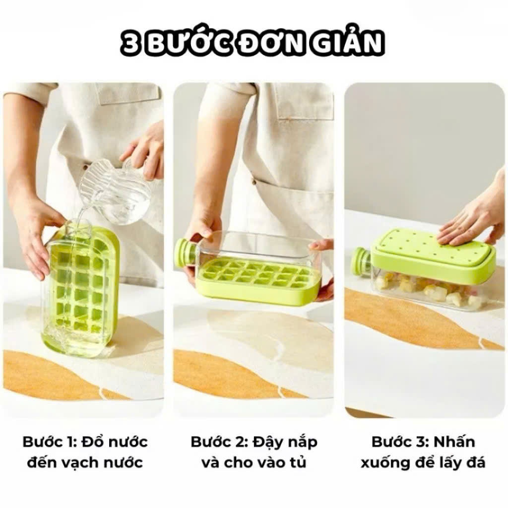 Bình Đựng Nước Tích Hợp Khay Làm Đá Không Bị Gỉ Nước 800ml Có Nắp Nhấn Lấy Đá Khay Làm Đá Kiêm Bình Nước DASEP