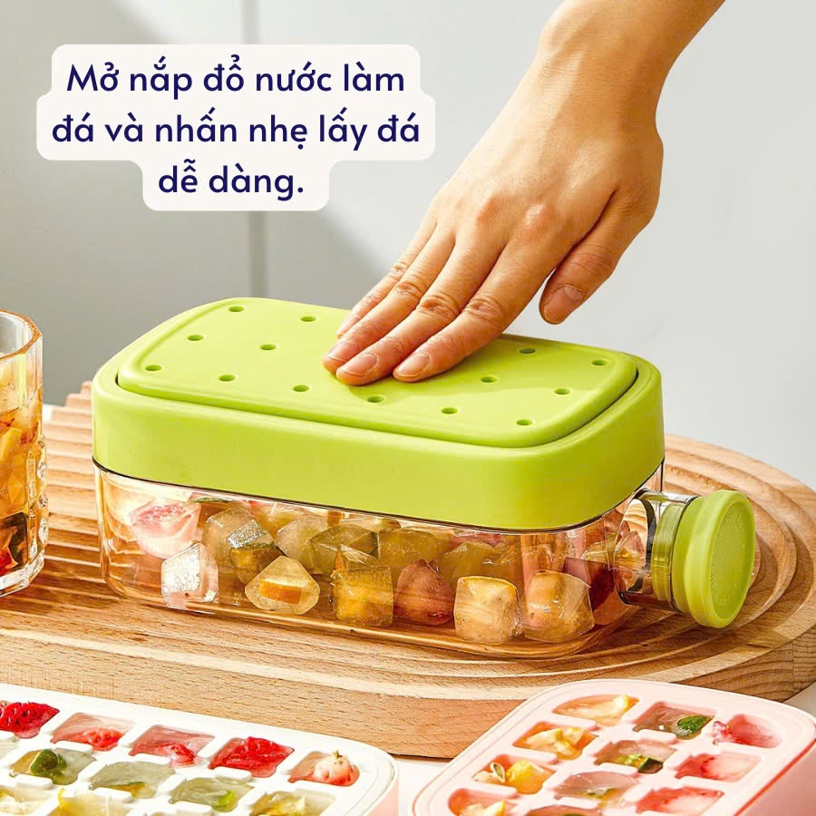Bình Đựng Nước Tích Hợp Khay Làm Đá Không Bị Gỉ Nước 800ml Có Nắp Nhấn Lấy Đá Khay Làm Đá Kiêm Bình Nước DASEP