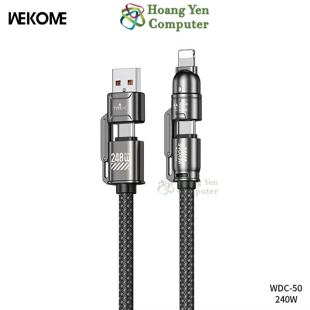 Cáp Sạc Đa Năng 4 IN 1 Wekome WDC-50, Sạc nhanh QC3.0 PD20W PD240W - BH 6 Tháng Chính Hãng - Hoàng Yến Computer