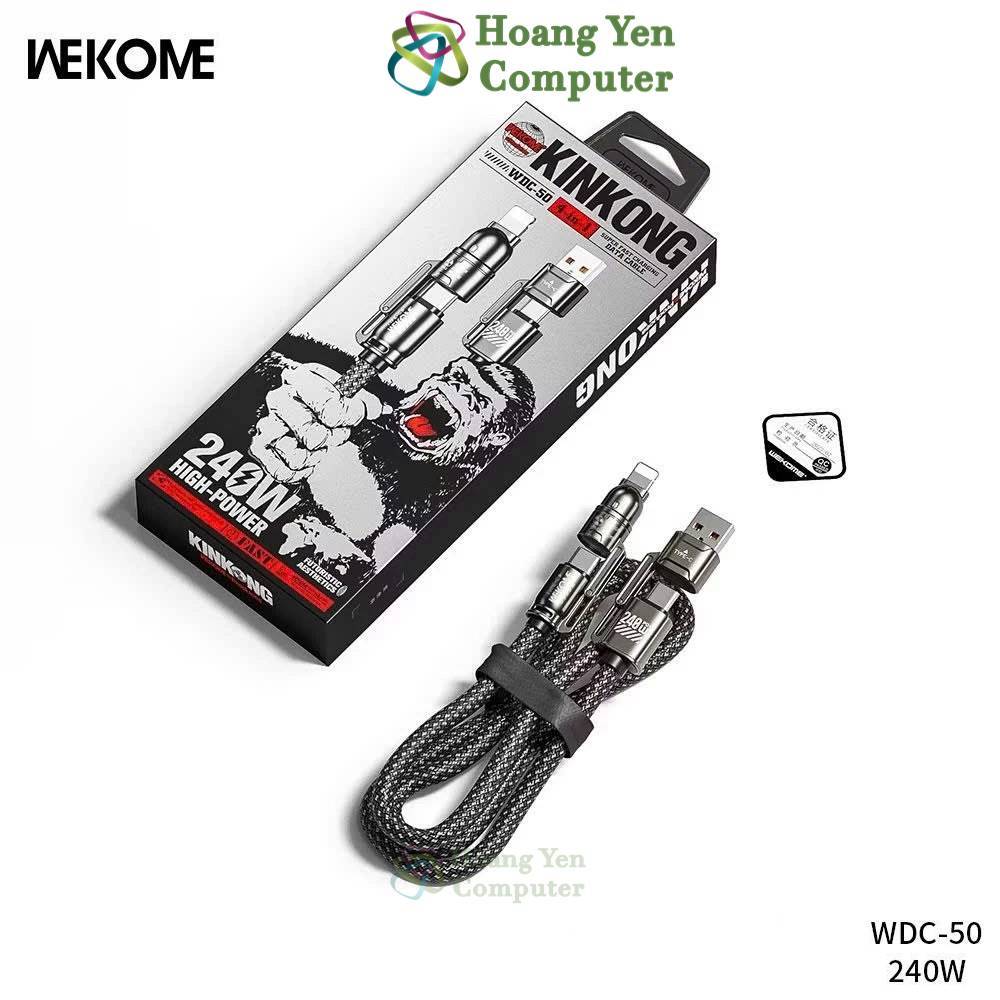 Cáp Sạc Đa Năng 4 IN 1 Wekome WDC-50, Sạc nhanh QC3.0 PD20W PD240W - BH 6 Tháng Chính Hãng - Hoàng Yến Computer
