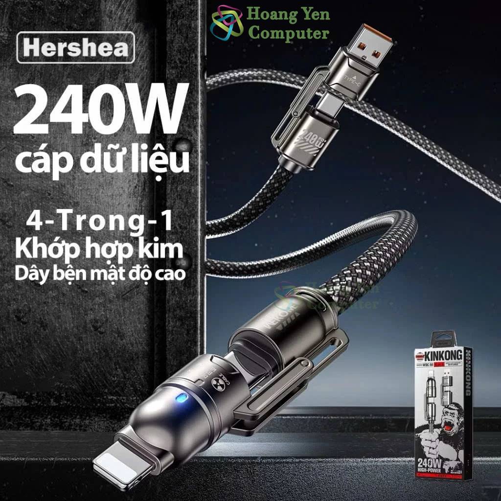 Cáp Sạc Đa Năng 4 IN 1 Wekome WDC-50, Sạc nhanh QC3.0 PD20W PD240W - BH 6 Tháng Chính Hãng - Hoàng Yến Computer