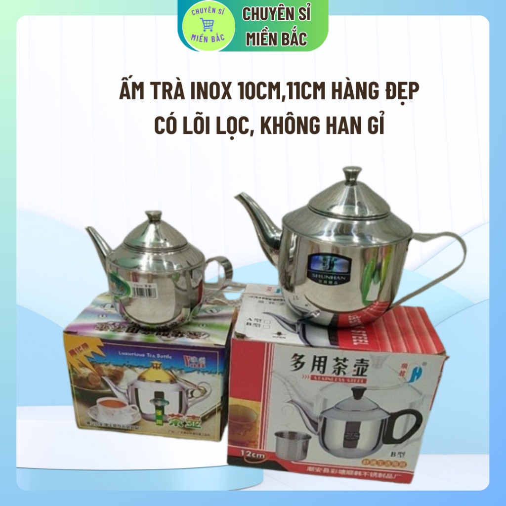 Ấm trà inox 10cm,11cm hàng đẹp chất lượng đảm bảo an toàn khi sử dụng tiện lợi có lõi lọc