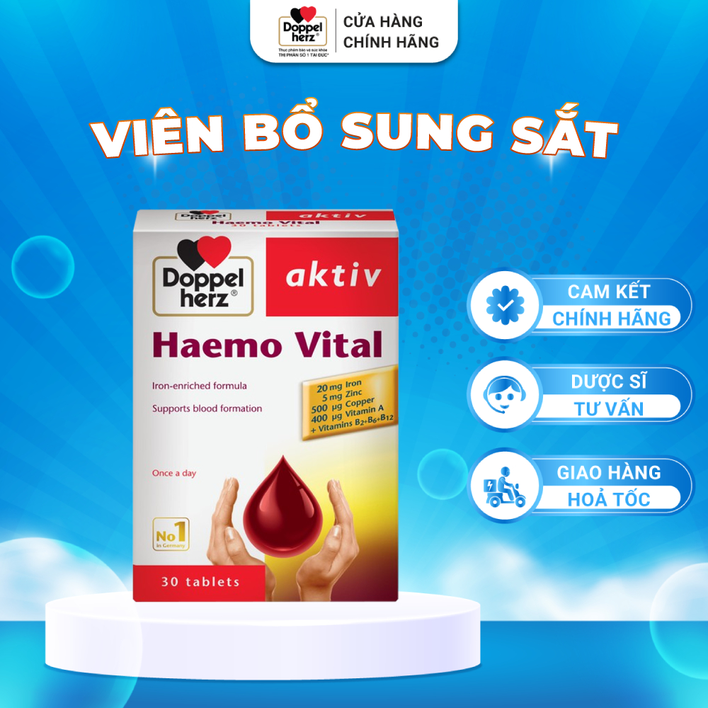 Viên Uống Bổ Máu Doppelherz Haemo Vital Hỗ Trợ Bổ Sung Sắt & Vitamin 30 ...