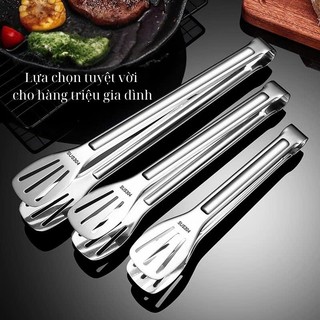 Kẹp Gắp Thức Ăn Đồ Nóng 18cm Kẹp Inox Dài Gấp Thực Phẩm Gắp Đồ Nướng Gắp Đá Đa Năng