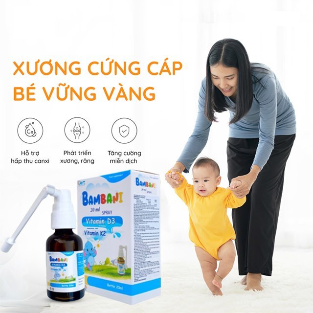 Vitamin D3K2 Hỗ Trợ Bé Tăng Chiều Cao, Tăng Hấp Thụ Canxi Chai 20ml -  BAMBANI