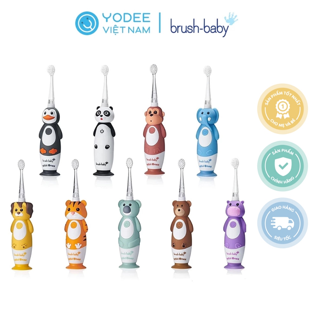 Ảnh Brush-Baby Bàn chải điện sóng âm WildOnes kèm sạc, 2 chế độ làm sạch răng an toàn và hiệu quả cho bé (0 - 10 tuổi) 1