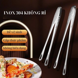 Kẹp gắp đồ nướng bằng thép không gỉ siêu đẹp ,Kẹp gắp thức ăn inox 304 mẫu mới cán dài 24/28cm