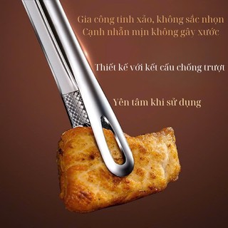Kẹp gắp đồ nướng bằng thép không gỉ siêu đẹp ,Kẹp gắp thức ăn inox 304 mẫu mới cán dài 24/28cm