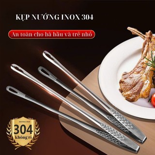 Kẹp gắp đồ nướng bằng thép không gỉ siêu đẹp ,Kẹp gắp thức ăn inox 304 mẫu mới cán dài 24/28cm