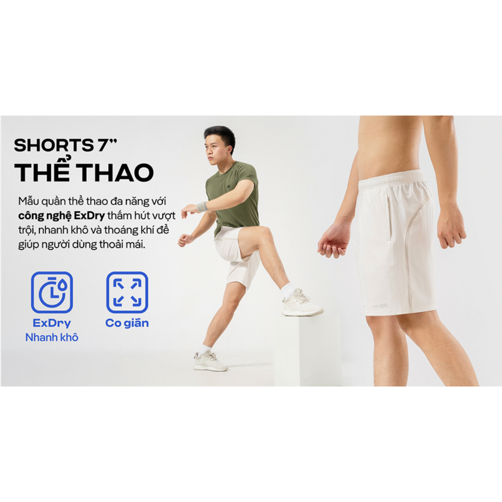 [TẶNG QUÀ ĐƠN 329K]Combo 2 Quần Shorts thể thao 7 inch đa năng thoáng khí Exdry Coolmate