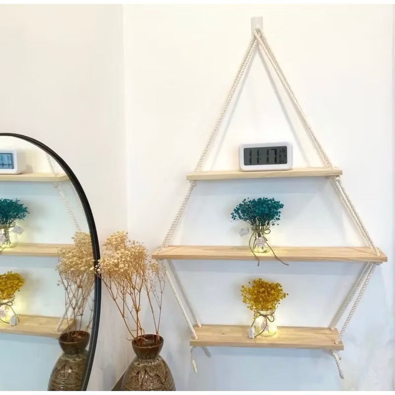 Kệ treo dây tặng kèm đinh và dây treo - Kệ gỗ treo tường decor đa dạng kích thước phù hợp mọi không gian