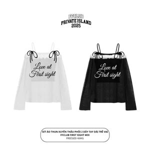 SET ÁO THUN XUYÊN THẤU PHỐI 2 DÂY TAY DÀI TRỄ VAI FFCLUB FIRST SIGHT MIX