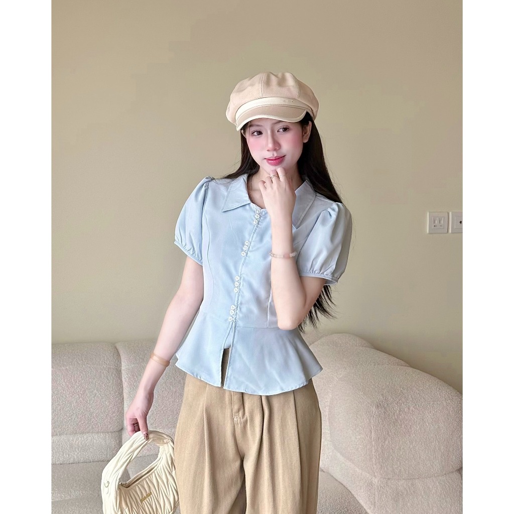 Áo sơ mi kiểu tay bồng cúc nhỏ Miha Studio