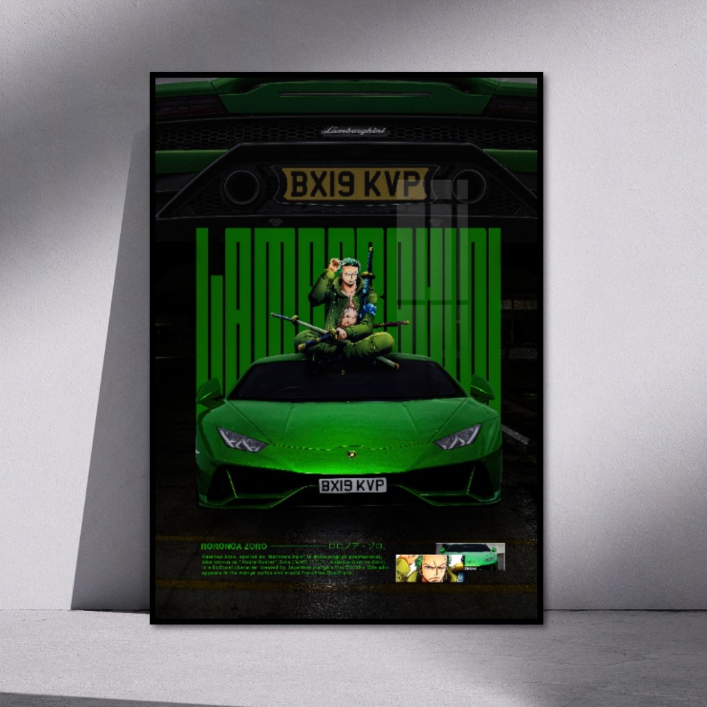 Poster Siêu Xe Collab Anime, Valorant  Tráng Gương Khung Composite Treo Tường Decor Phòng Khách Phòng Game