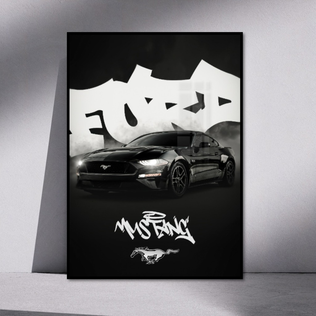 Poster Car Siêu Xe Tráng Gương Khung Composite Decor Treo Tường Phòng Khách,Studio