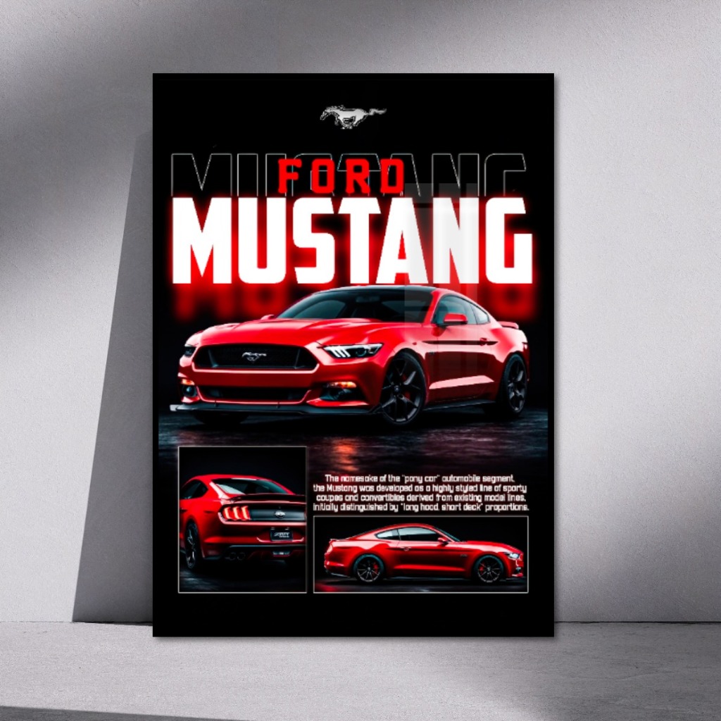 Poster Car Siêu Xe Tráng Gương Khung Composite Decor Treo Tường Phòng Khách,Studio