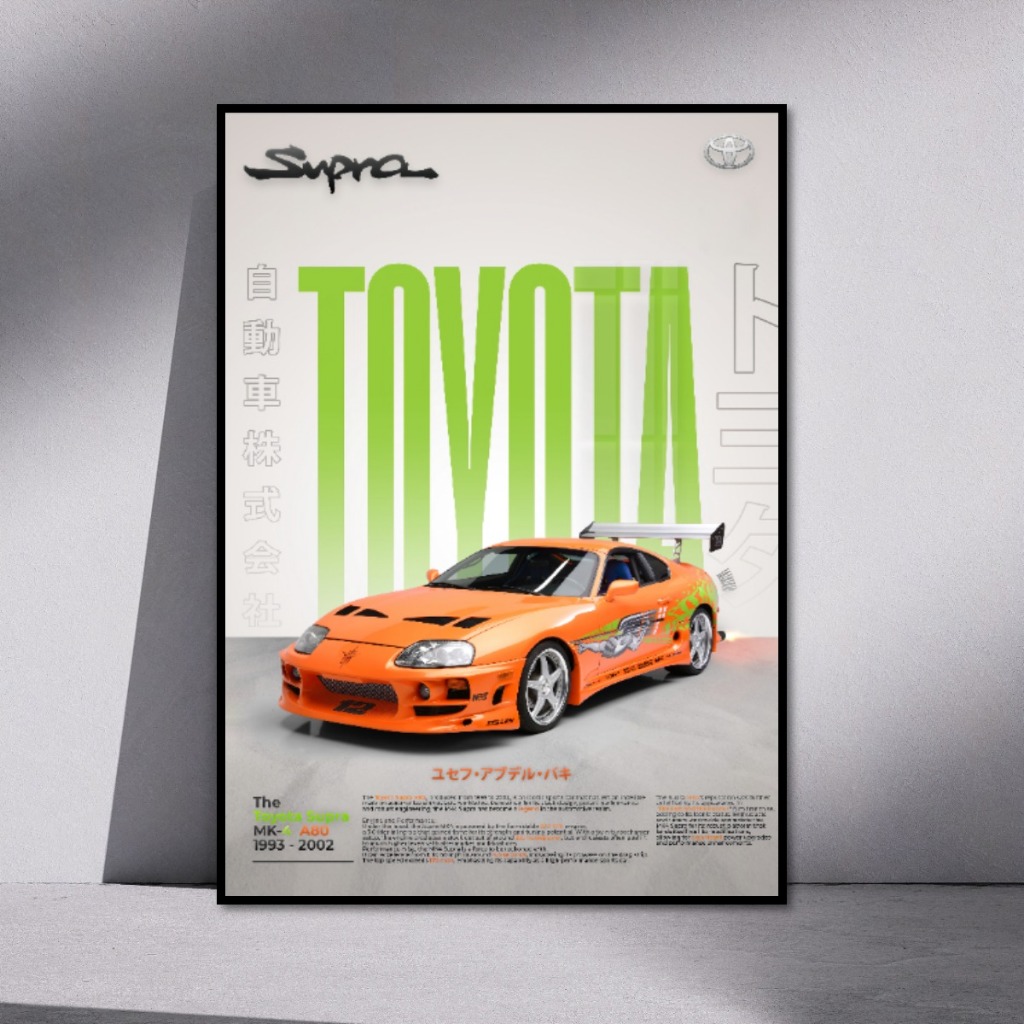 Tranh Siêu Xe Hãng TOYOTA Tráng Gương Khung Composite Decor Treo Tường, Trang Trí Phòng Khách
