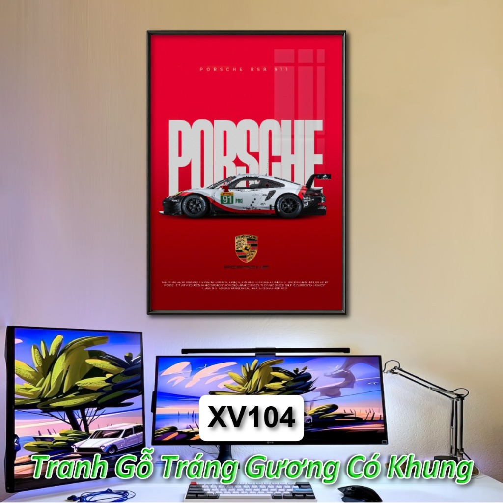 Poster Car Siêu Xe Tráng Gương Khung Composite Decor Treo Tường Phòng Khách,Studio