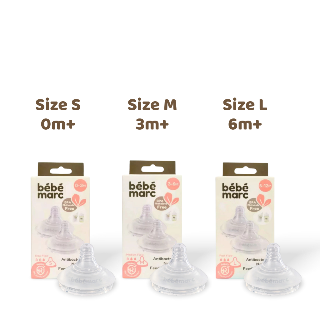 Ảnh Núm Ty Silicone Cao Cấp Kháng Khuẩn Tự Nhiên An Toàn Cho Bé Yêu bébémarc - Nhiều Size (Set 2 Cái) 1