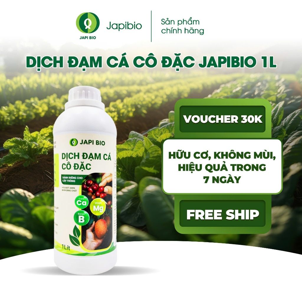 Đạm Cá Hữu Cơ JapiBio Chai 1L – Nguyên Chất Không Mùi Kích Rễ Dưỡng Lá Tăng Trái Giúp Cây Phục Hồi Nhanh