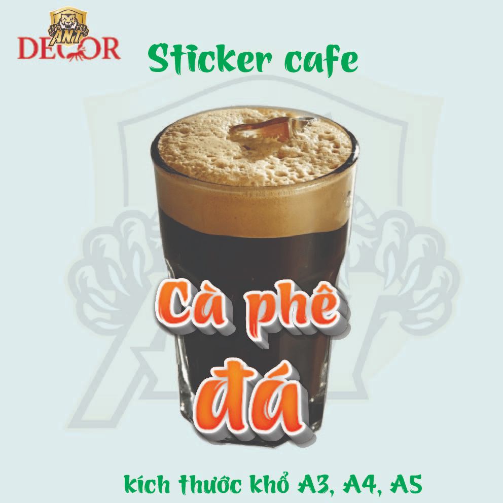 Decal Cà Phê có sẵn keo chống nước trang trí xe cafe