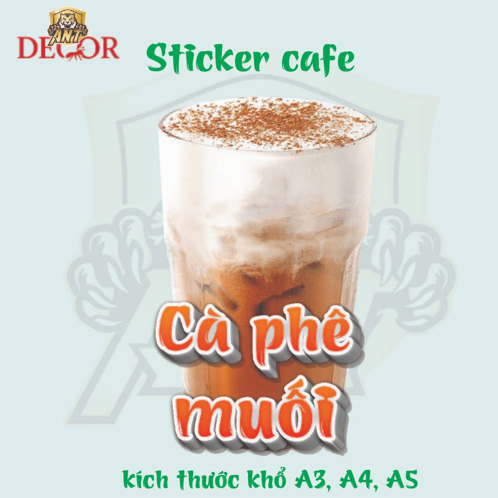 Decal Cà Phê có sẵn keo chống nước trang trí xe cafe