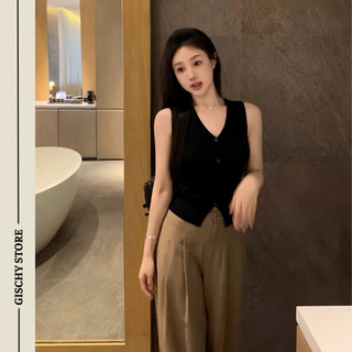 Gischy Áo Sát Nách Nút Cài Cổ Tim Xinh GISCHY HÀNG LOẠI 1 Phong Cách Hàn Quốc Sang Chảnh Cá Tính Dễ Phối Đồ Có Size