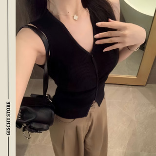 Gischy Áo Sát Nách Nút Cài Cổ Tim Xinh GISCHY HÀNG LOẠI 1 Phong Cách Hàn Quốc Sang Chảnh Cá Tính Dễ Phối Đồ Có Size