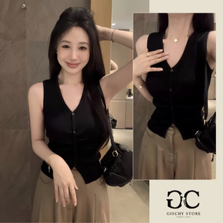 Gischy Áo Sát Nách Nút Cài Cổ Tim Xinh GISCHY HÀNG LOẠI 1 Phong Cách Hàn Quốc Sang Chảnh Cá Tính Dễ Phối Đồ Có Size