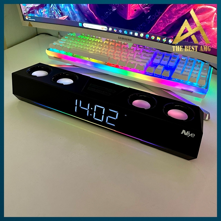 Loa Thanh Soundbar Bluetooth Loa Máy Vi Tính Pc Để Bàn NIYE V28 Màu Trắng Led Rgb Có Đồng Hồ Led Bass Cực Mạnh | BigBuy360 - bigbuy360.vn