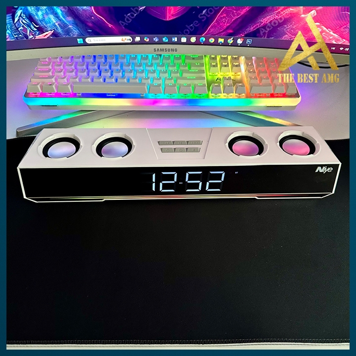 Loa Thanh Soundbar Bluetooth Loa Máy Vi Tính Pc Để Bàn NIYE V28 Màu Trắng Led Rgb Có Đồng Hồ Led Bass Cực Mạnh | BigBuy360 - bigbuy360.vn