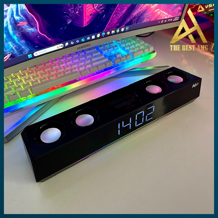 Loa Thanh Soundbar Bluetooth Loa Máy Vi Tính Pc Để Bàn NIYE V28 Màu Trắng Led Rgb Có Đồng Hồ Led Bass Cực Mạnh | BigBuy360 - bigbuy360.vn