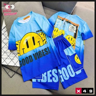 Đồ bộ tay ngắn quần đùi bé trai thun lạnh in 3D loại 1 in họa tiết thời trang thể thao hiện đại
