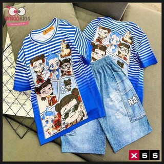 Đồ bộ tay ngắn quần ngắn dành cho bé trai thun lạnh 3D họa tiết in hình thời trang năng động cá tính