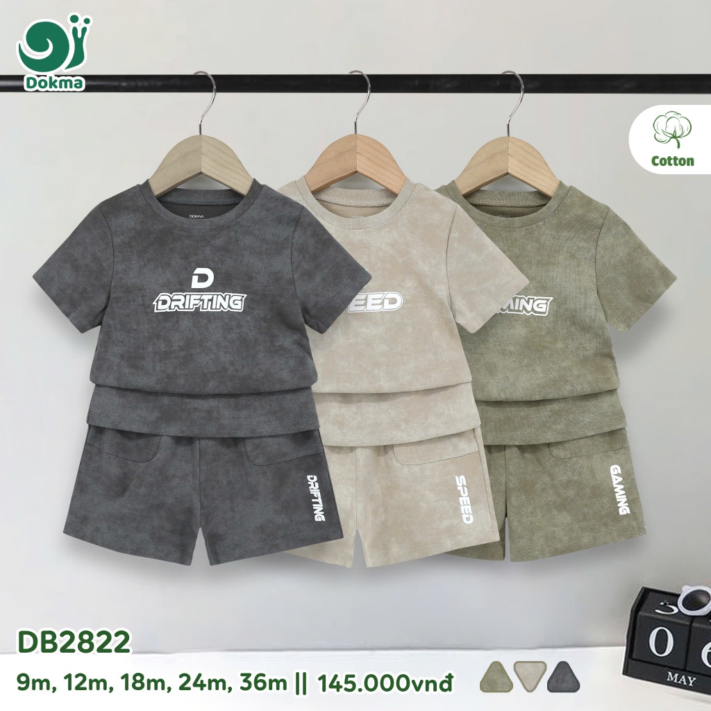 (8-13kg, 6-36M) Bộ Cotton Cộc Tay Bé Trai Dokma JB369 JB370 DB901 DB2822 DB2882 DB2950 DB2880