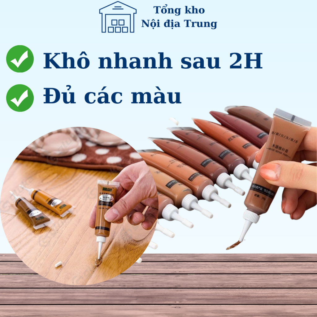 Keo màu che khuyết điểm nội thất, sửa chữa đồ gỗ nội thất, sàn gỗ, che vết xước gỗ, cửa nhôm