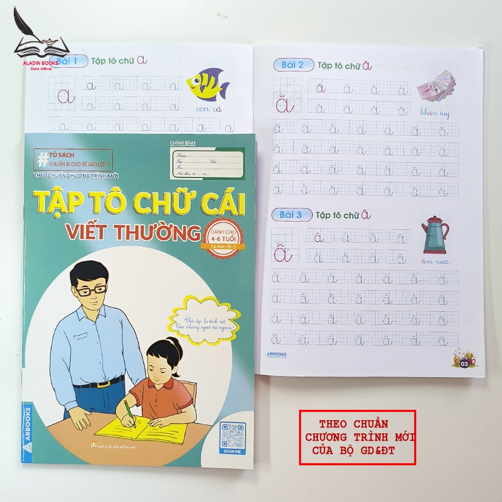 Sách- Bộ 4 Quyển Tập Tô Chữ Chuẩn Bị Vào Lớp 1 Cho Bé 4-6 Tuổi Theo Chương Trình Mới