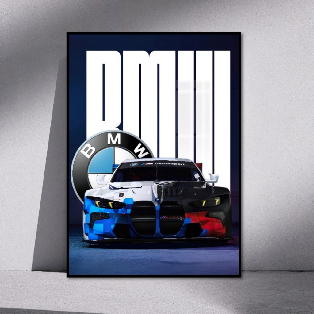 Poster Siêu Xe BMW Tráng Gương Treo Tường Khung Composite Cao Cấp Decor Nhà,Studio